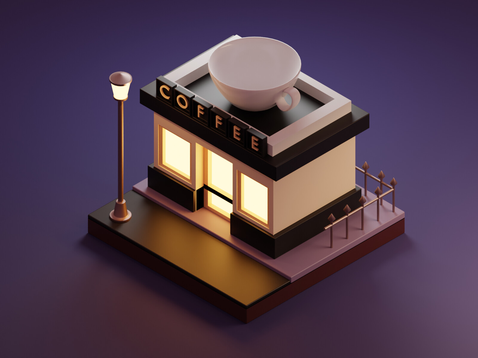 Coffee Shop Set BLENDER 3D Model Cycles 3D model
