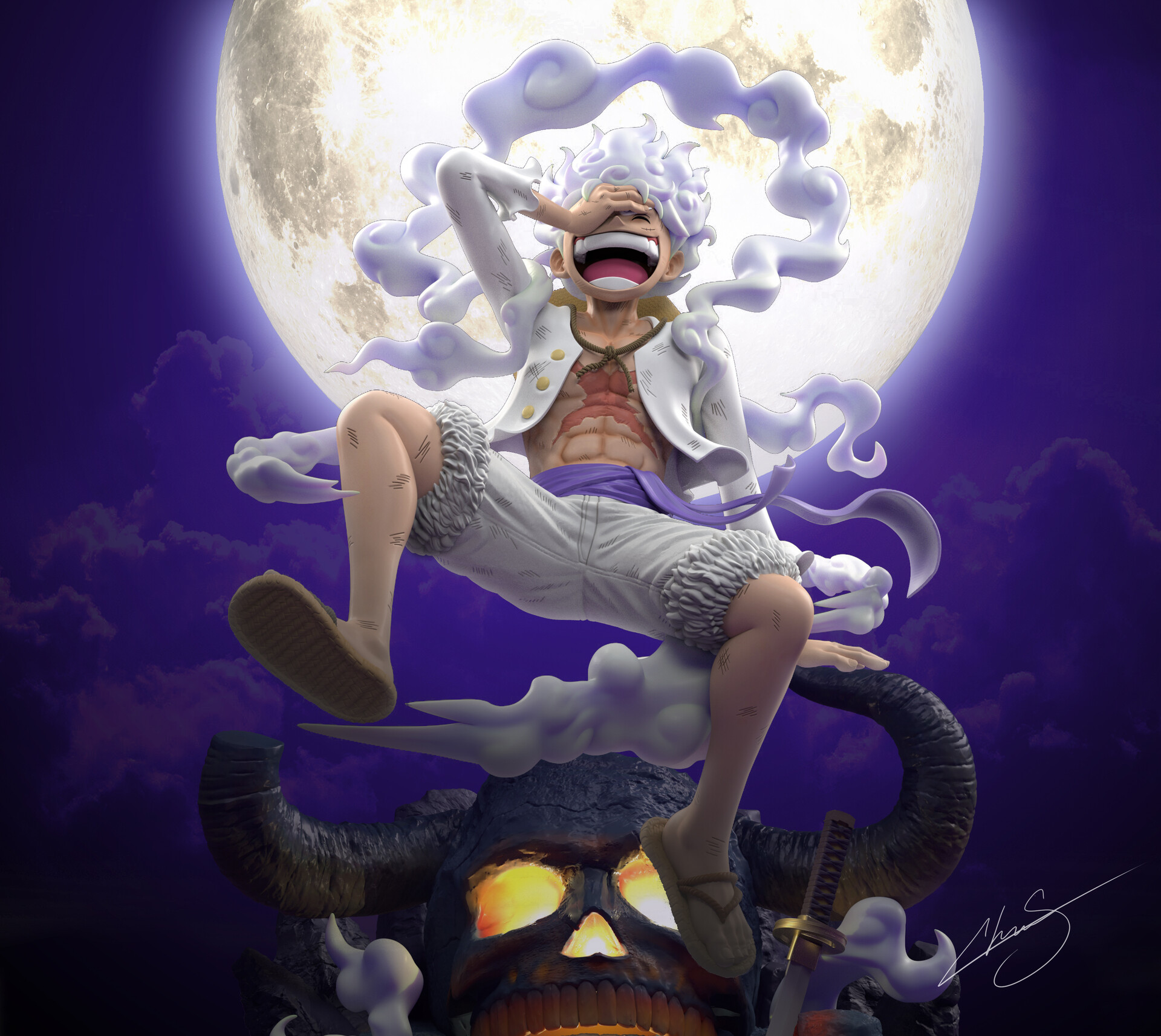 ArtStation - Monkey D Luffy Red moon