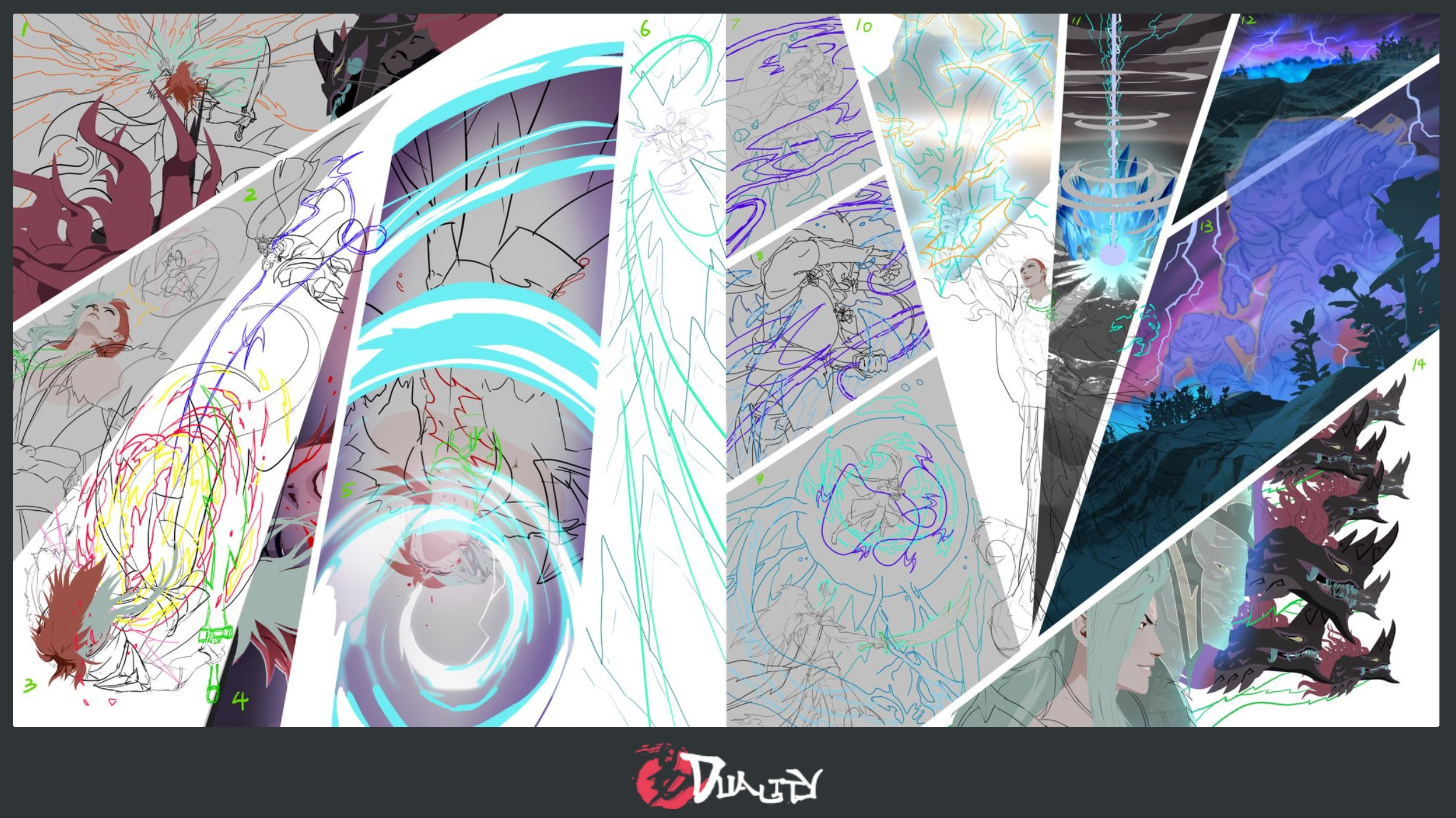 Page G Rough line art cleanup pass &amp; comp in 3D renders