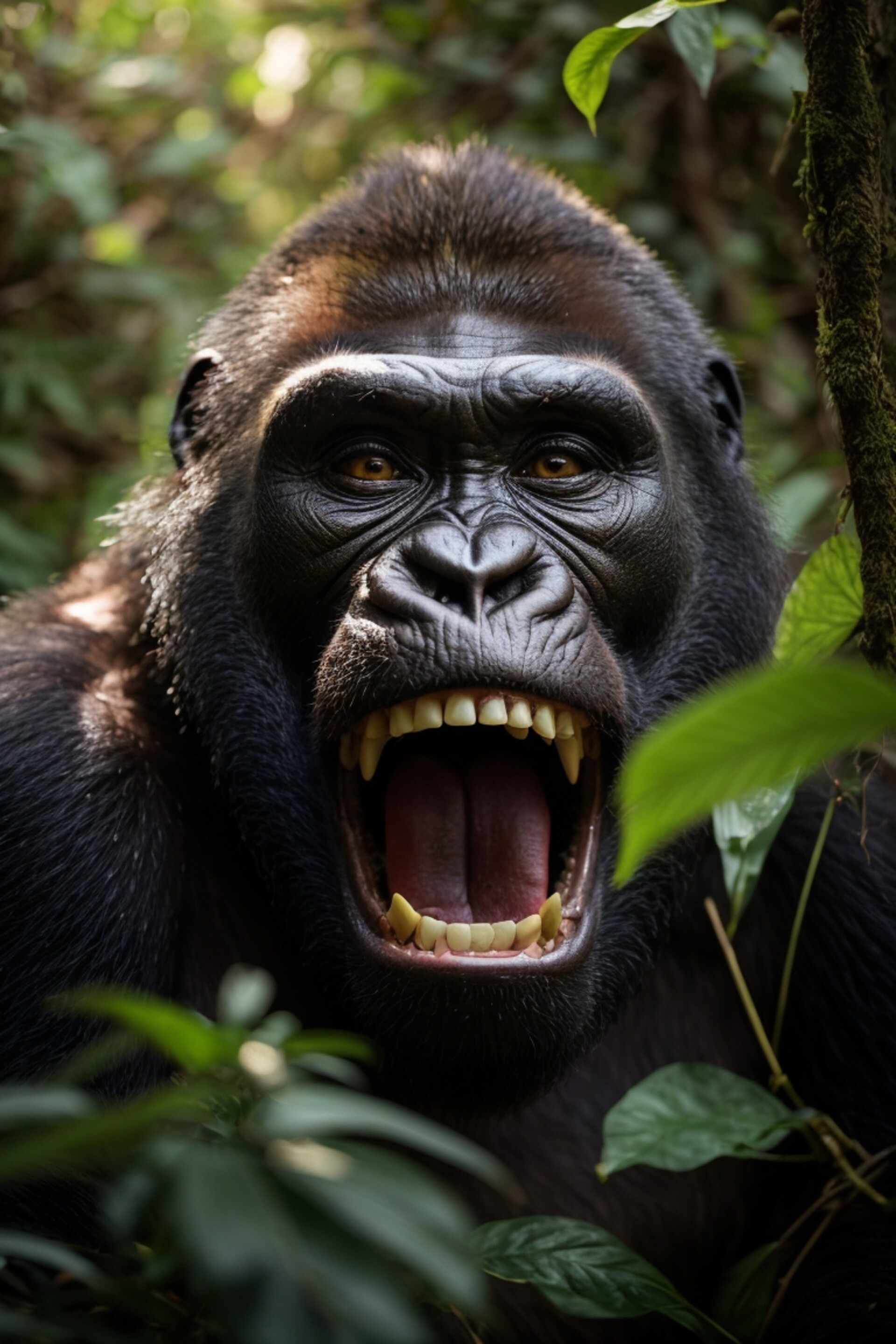 Angry Silverback Gorilla Face