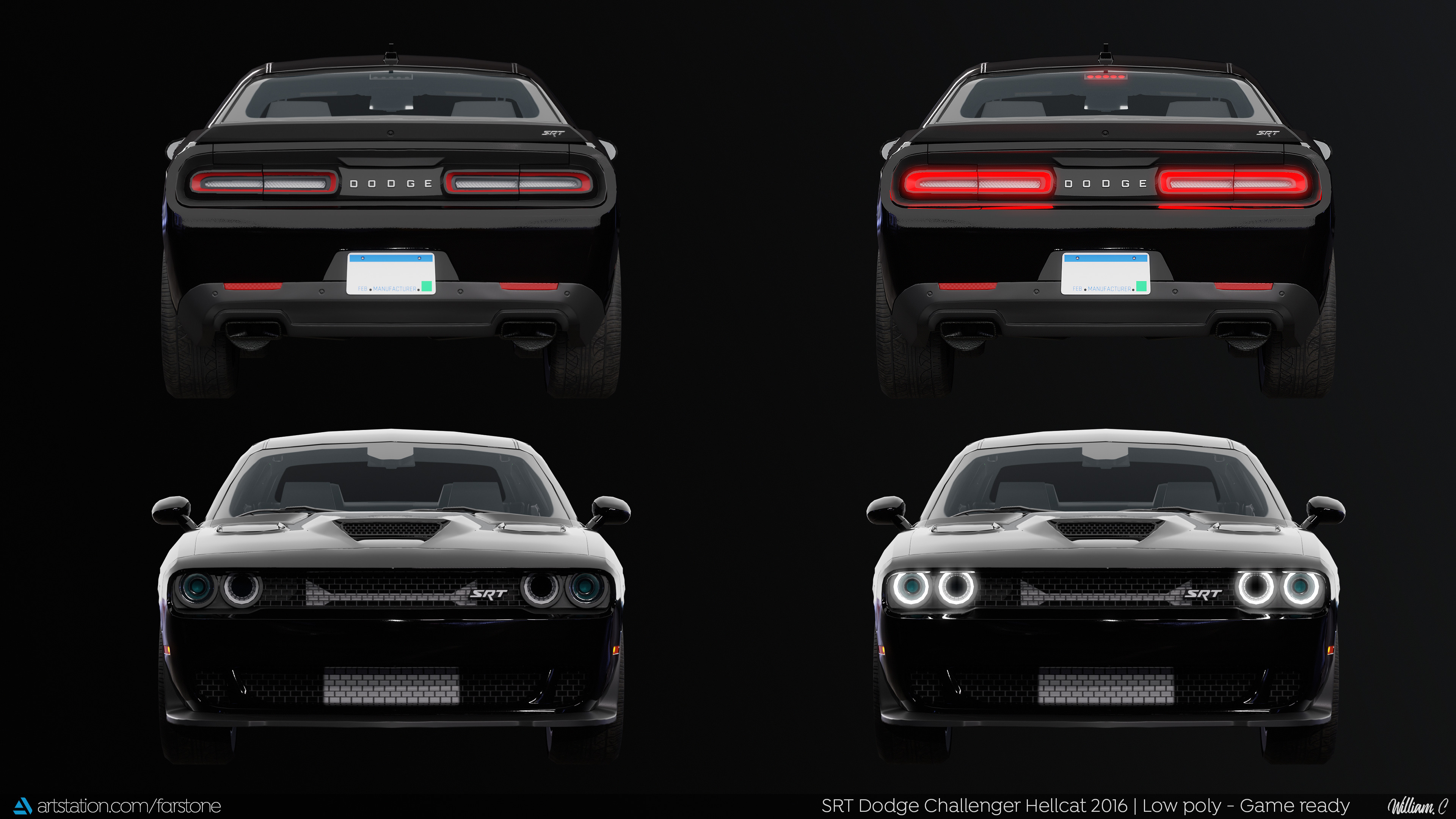 William Chamli - 3D Artist - Dodge Challenger Hellcat 2016 (Game Ready)