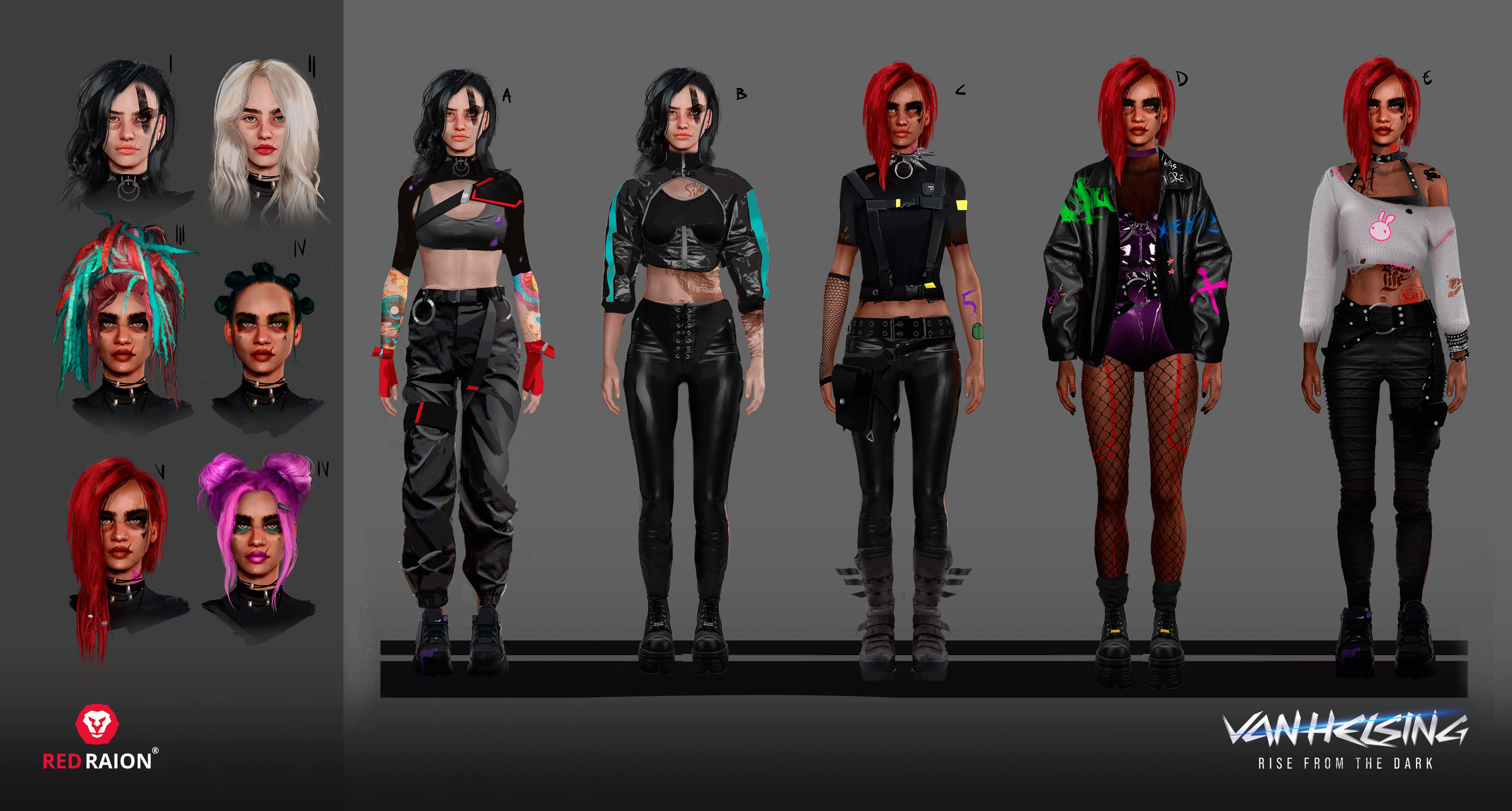 First design exploration of the eroin Alba, vampire hunter.