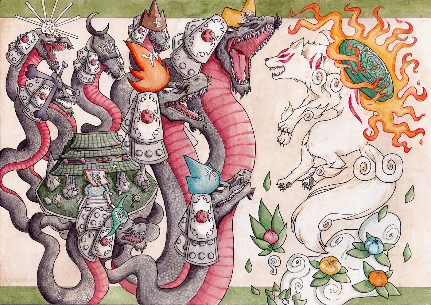 ArtStation - [Okami] Battle against Orochi