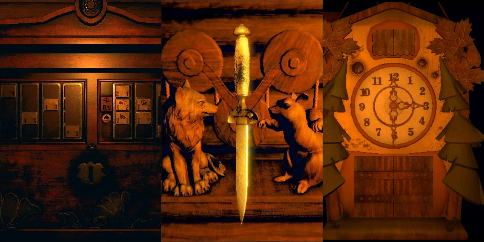 Other items created for the game - wardrobe puzzle, wolf and squirrel puzzle 