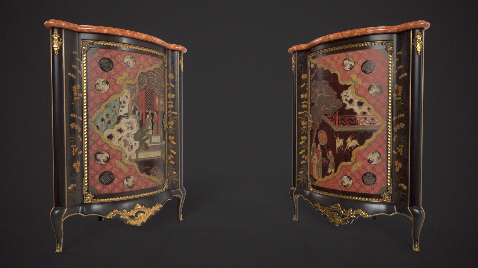 Coromandel lacquer encoignures
