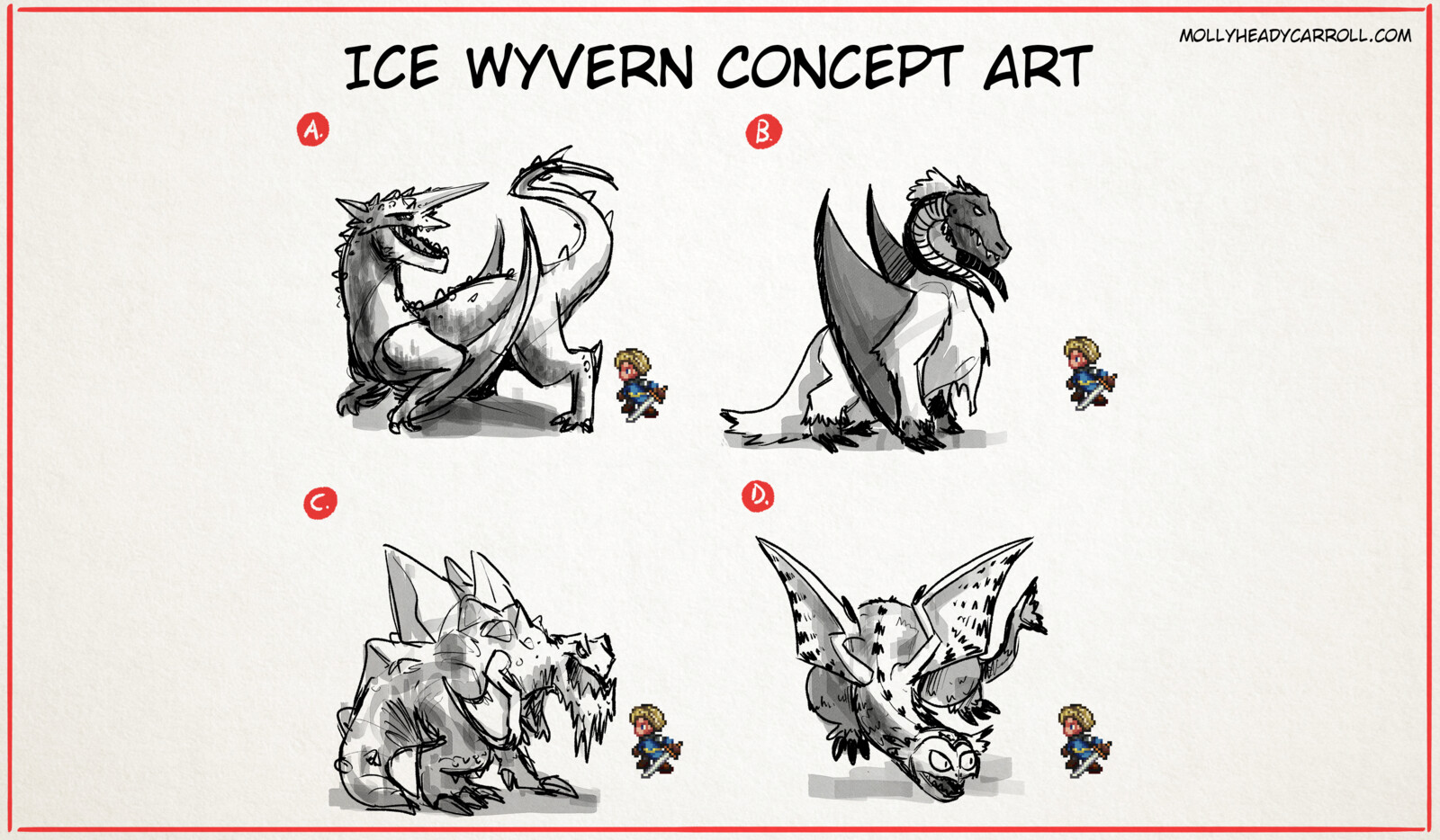 Ice Wyvern Concept Sketches