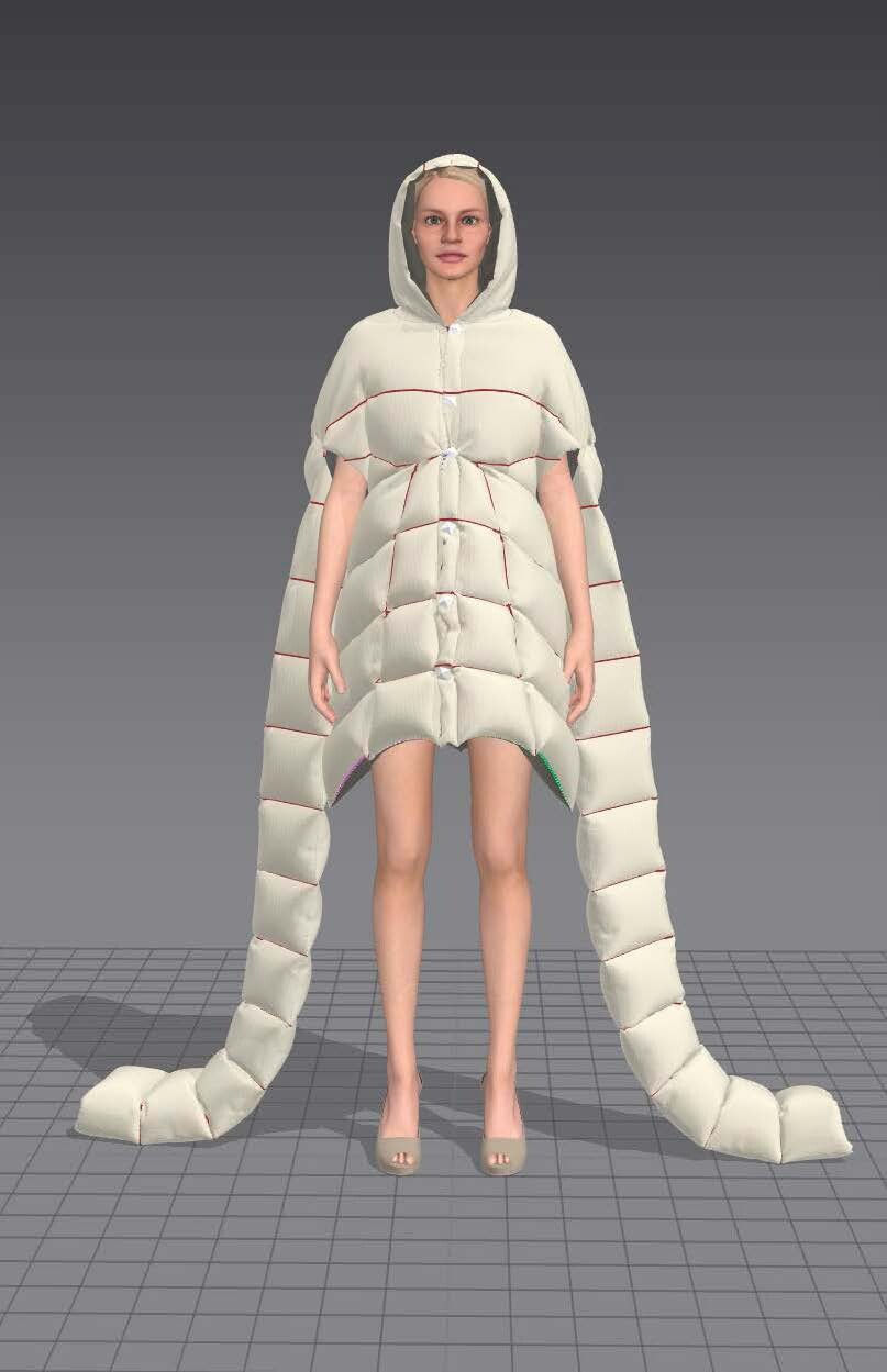 3D STUDY OF RICK OWENS OVERSIZED DOWN CAPE COAT