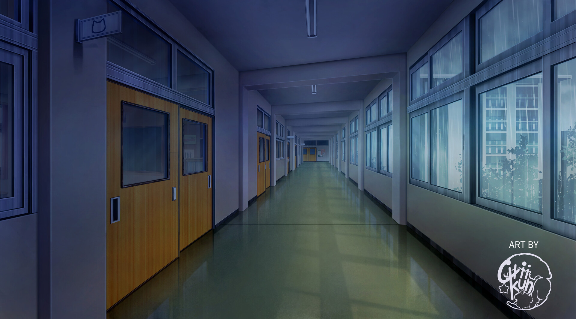Classroom - Evening, 2D Anime Background , Illustration