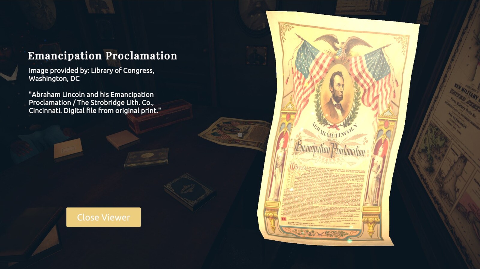 Emancipation Proclamation- Library of Congress file featured in item viewer developed for WebGL by Adjective Beaver https://www.artstation.com/adjectivebeaver8