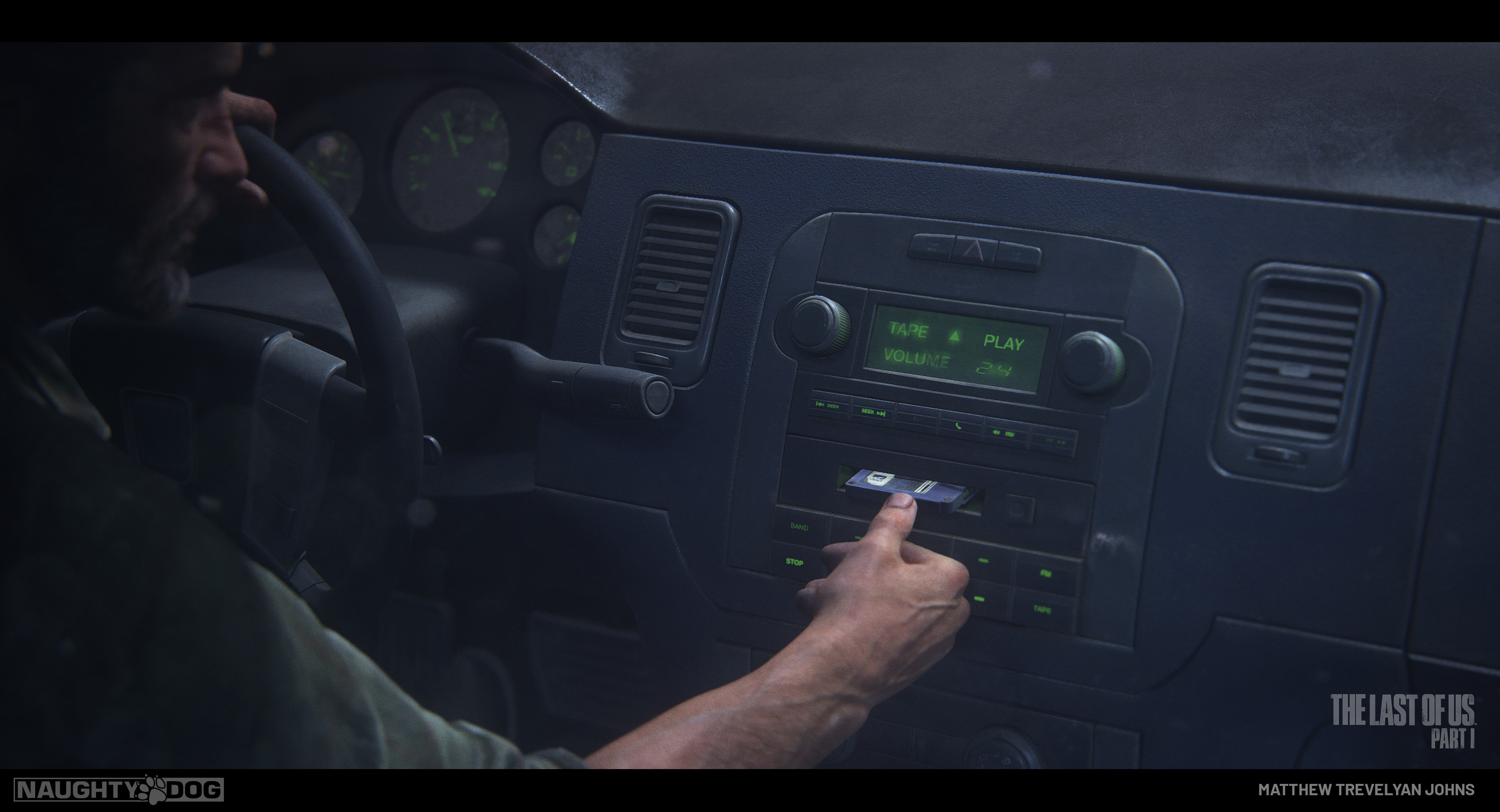 I then focused more on the texture/shader pipeline for the truck. We often saw the interior in extreme close-ups, so I used a mix of tiling + baked maps, decals, face weighting alongside other techniques to ensure the quality held up