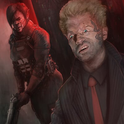 ArtStation - Shadowrunners and ghouls attacking