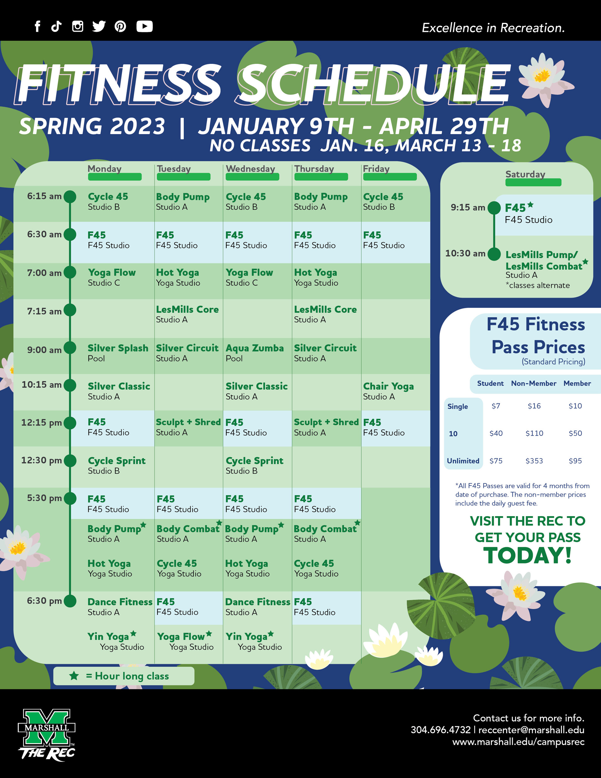 ArtStation Spring Schedule Design for MU Rec Center