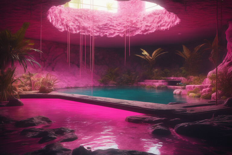 ArtStation - Roseate Reverie: Stylish Modern Pink Cenote Environmental