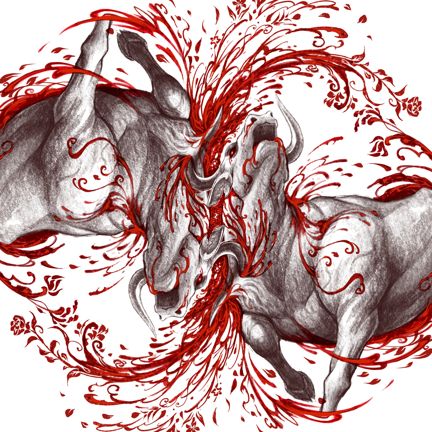 My work in animal line art AKA WILDLINE. 
The Bulls from my collection "ART OF SURVIVAL"