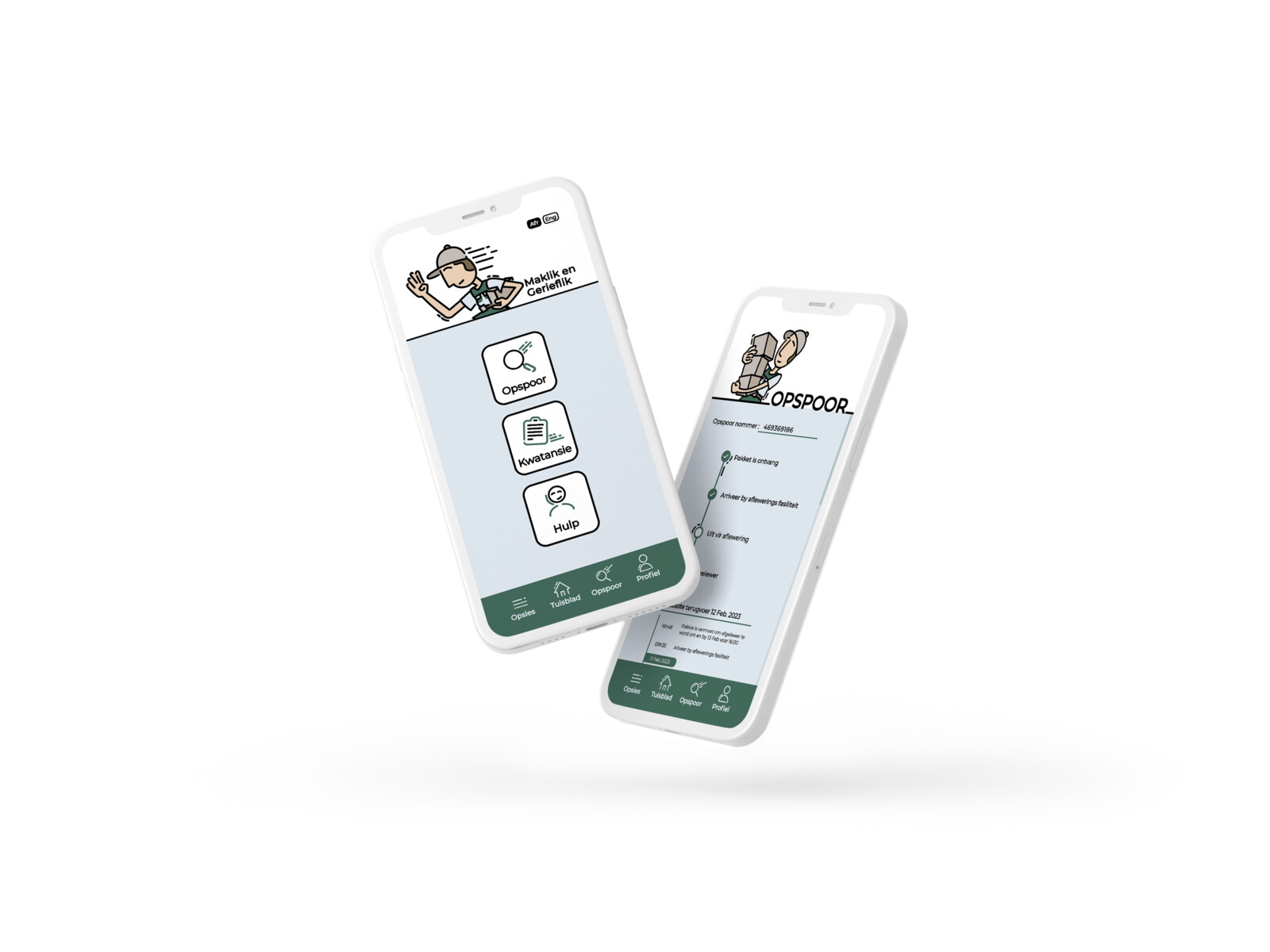 The app that allows clients to track their parcels. 