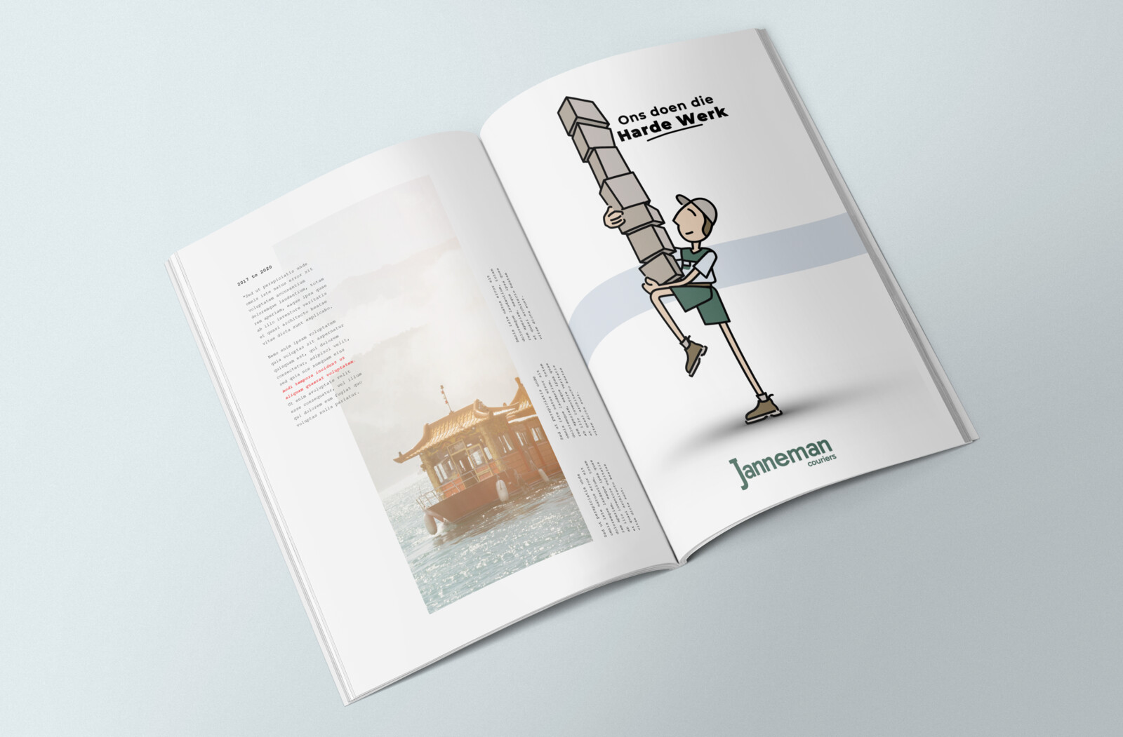 A magazine advertisement. "Ons doen die harde werk" is the tagline of the campaign which means, We do the hard work.  