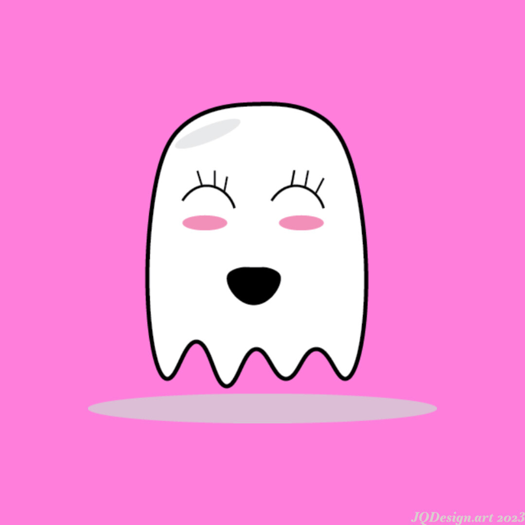 Kawaii Ghost character made in Adobe Illustrator