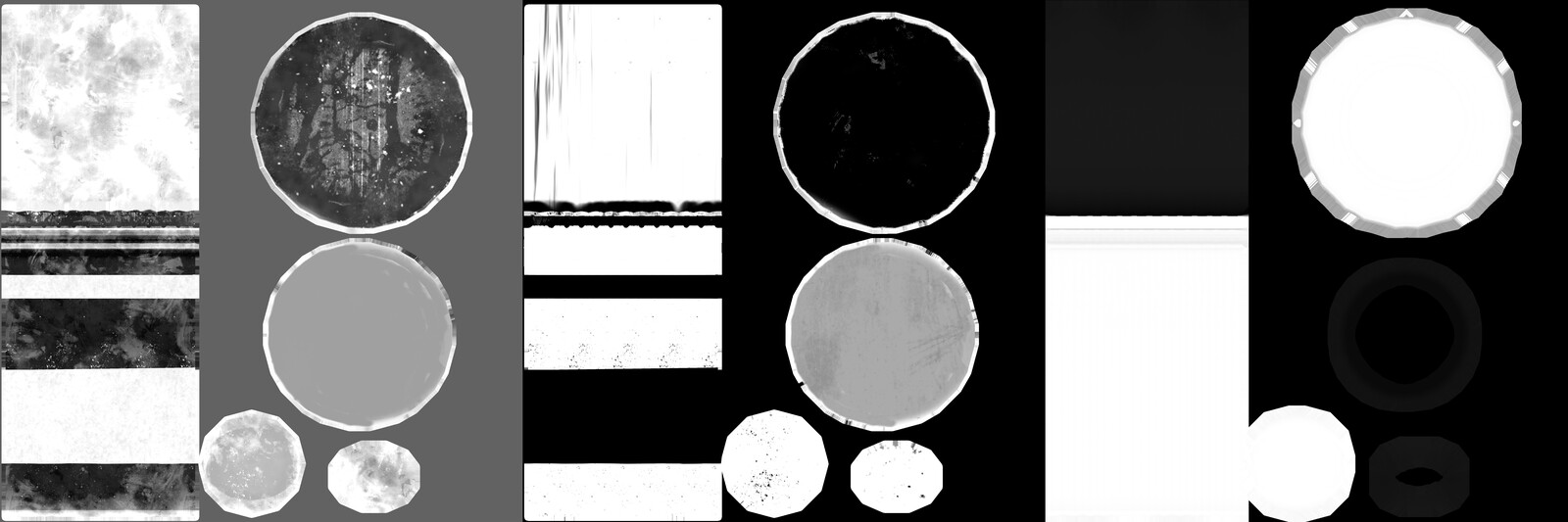 Bottle Texture Set: Roughness, Metallic, AO