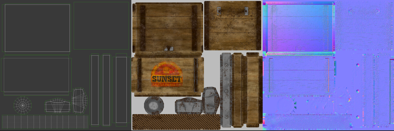 Crate Texture Set: UVs, Base Color, Normal