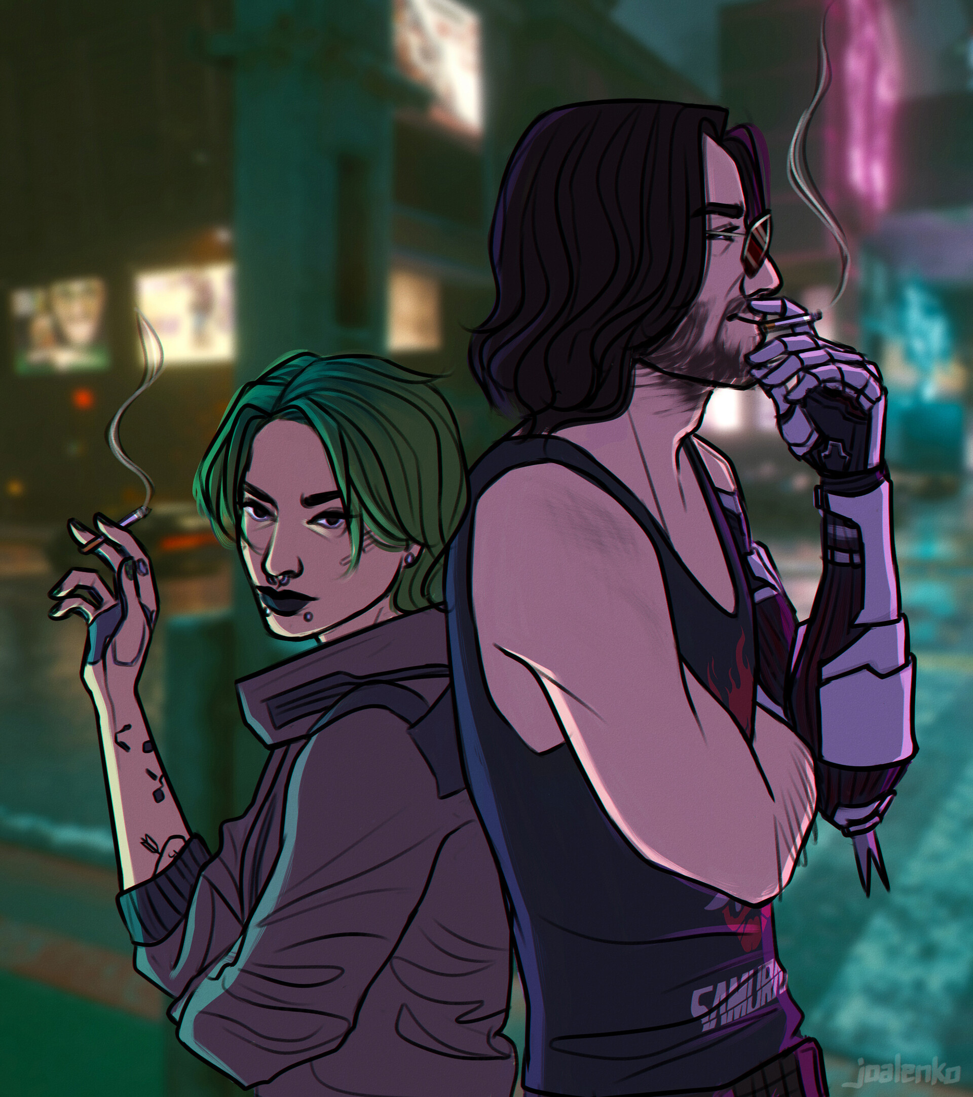 Cyberpunk 2077 v and Johnny