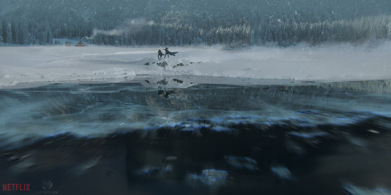 Yennefer freezing the lake at the winter safe house