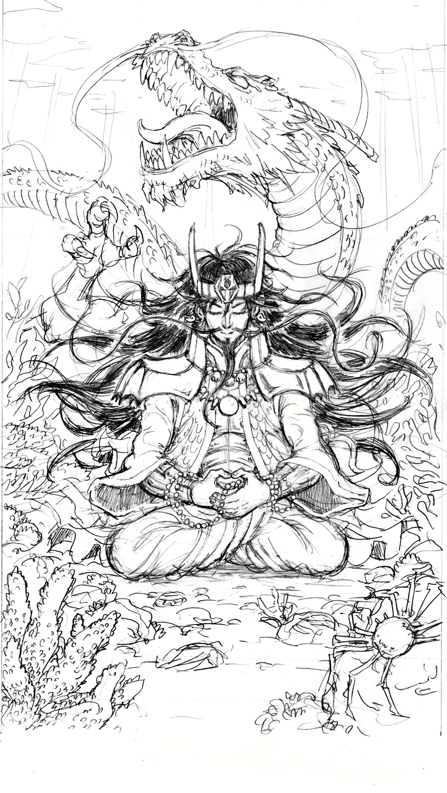 Ryuujin / Roi de coupes (crayonné)