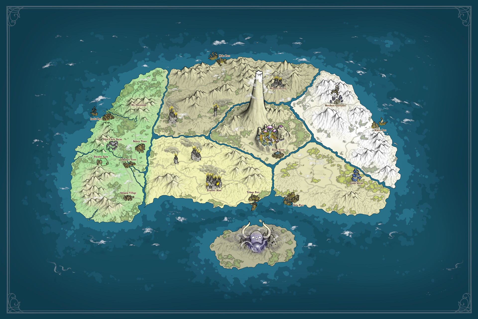 One piece anime island map