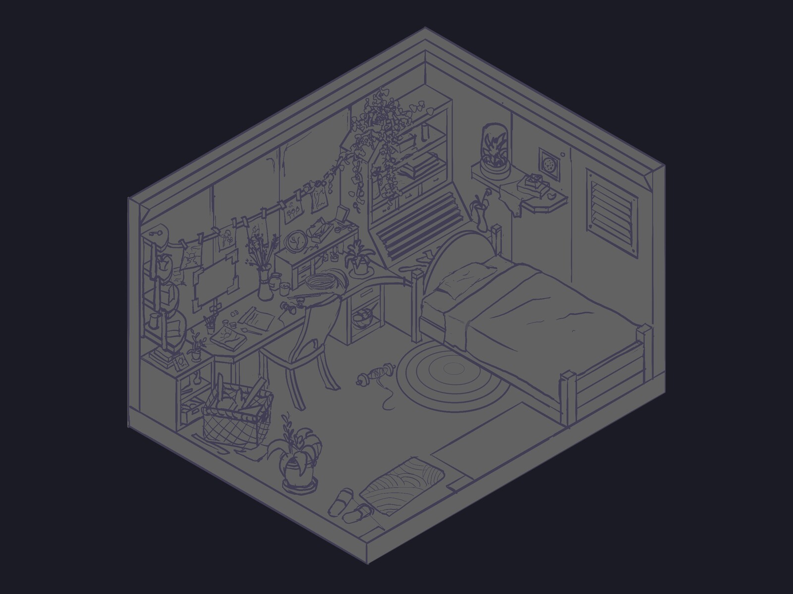Dorm room sketch