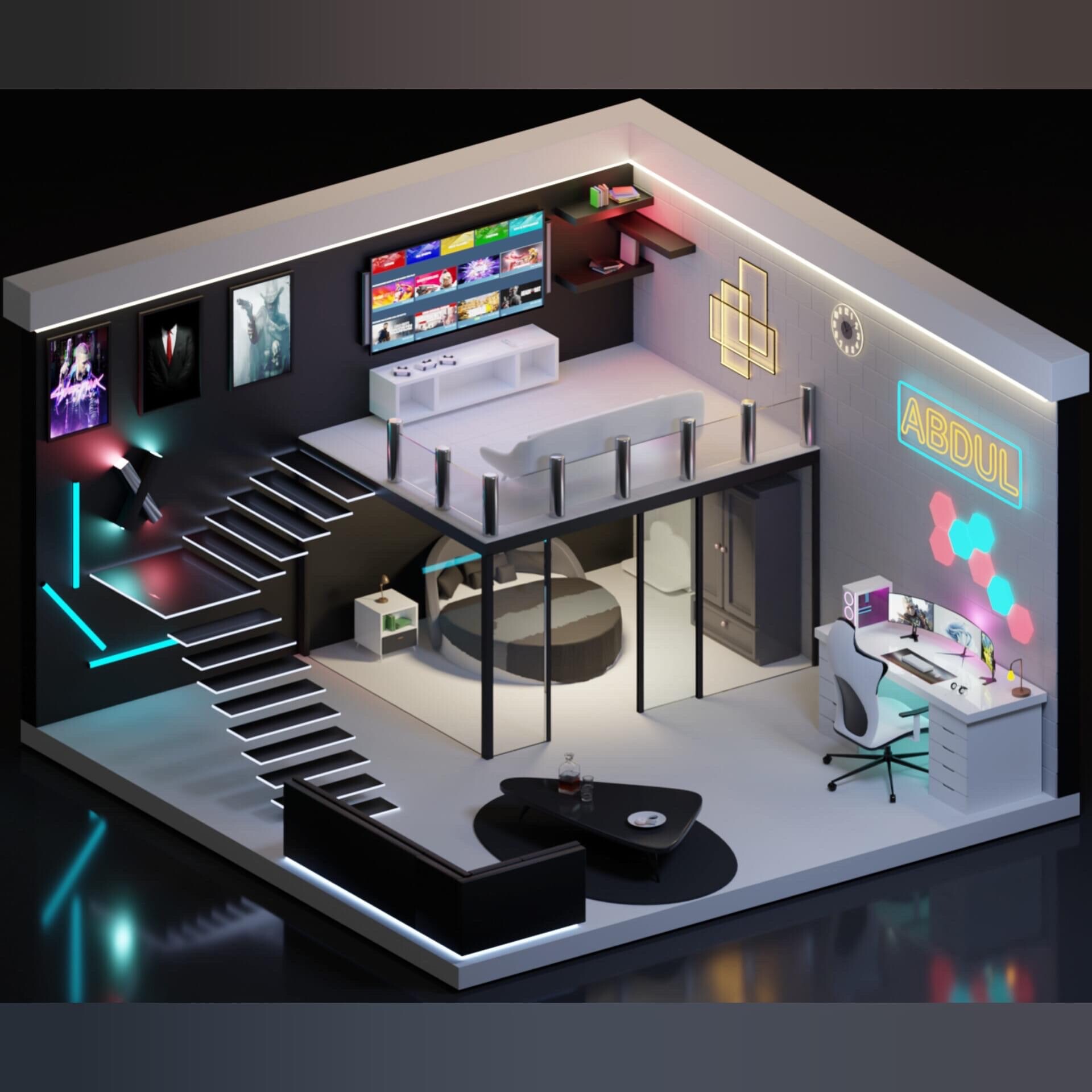Artstation 3d gaming setup 