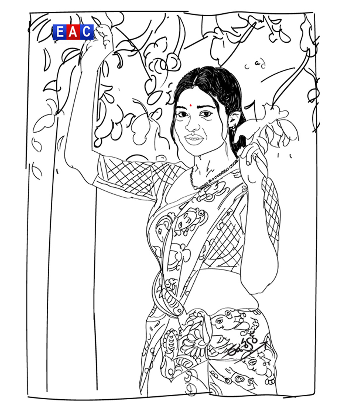 ArtStation Indian Women Saree Wearing Sketch