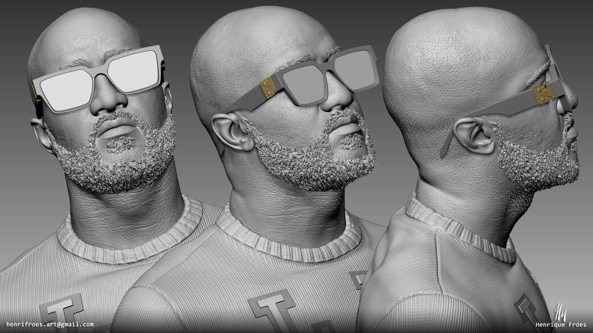3D model Louis Vuitton Cut Sunglasses Blue VR / AR / low-poly