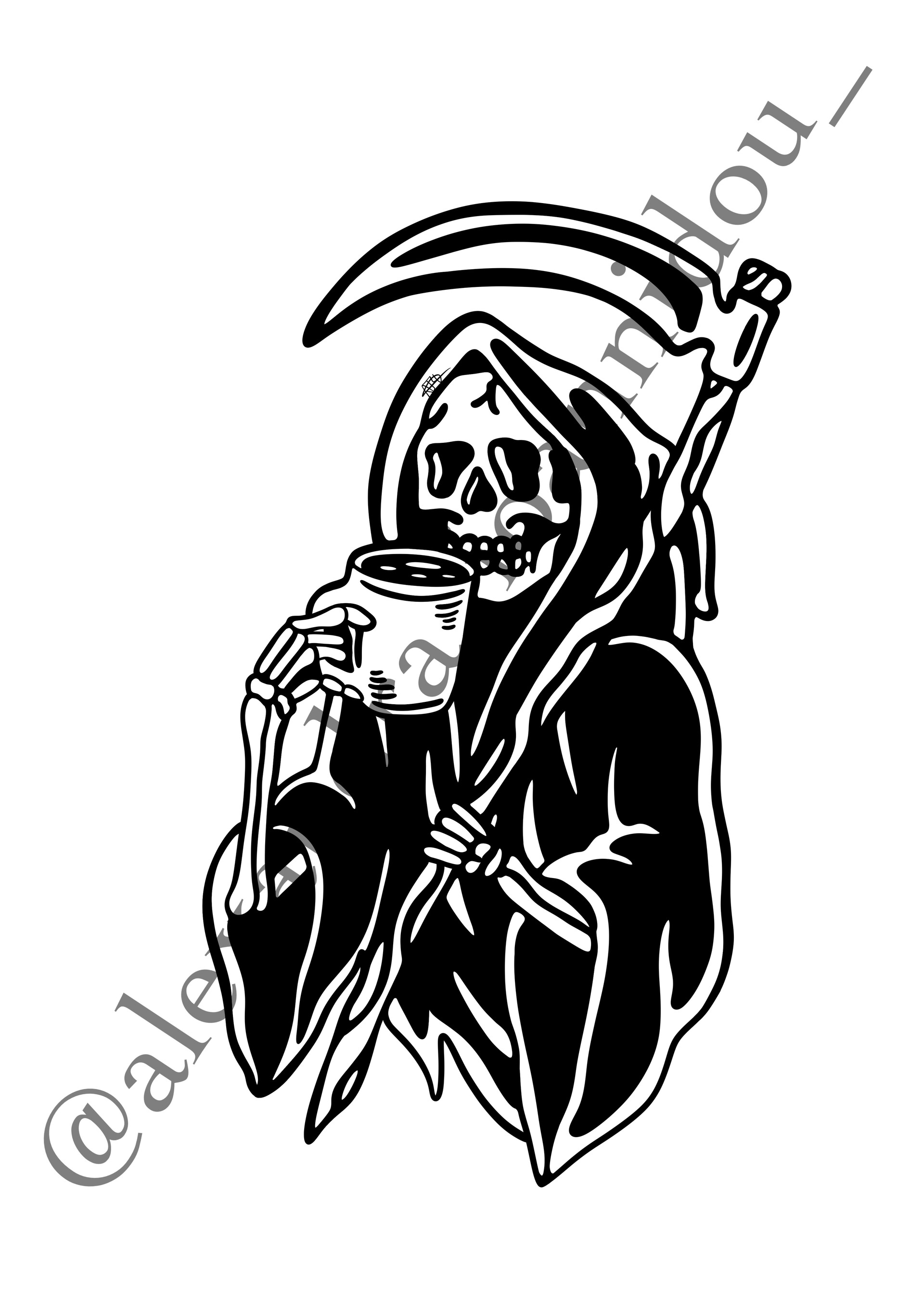 Black Grim Reaper Skull Sleeve Temporary Tattoo – Temporary Tattoos