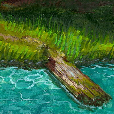 Shack by the Lake in Gouache