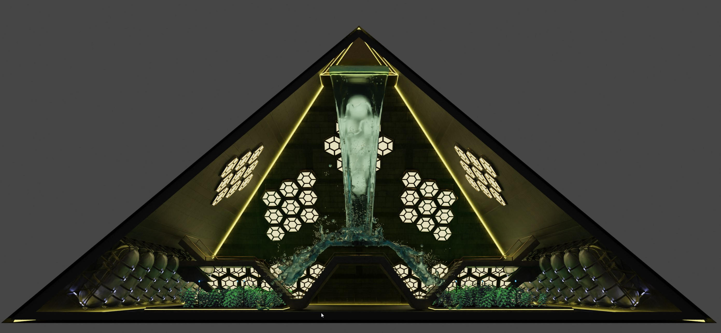 Blender render of one of the hand modeled environments.
