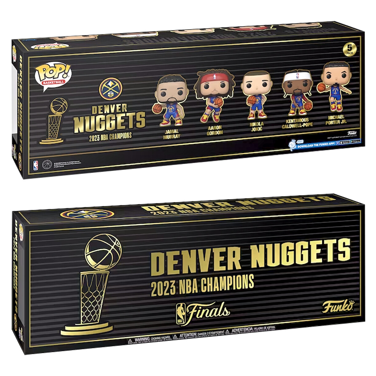 Denver Nuggets Funko 2023 NBA Finals Champions POP! Five-Pack With Trophy