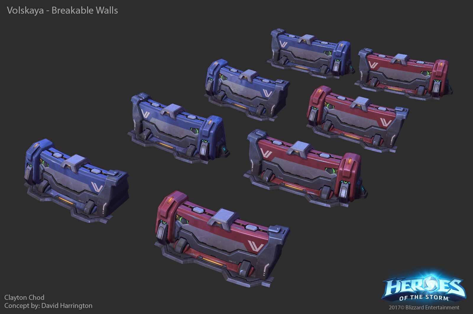 Each of the Volskaya wall variants are curved to fit different areas of the map as designed.