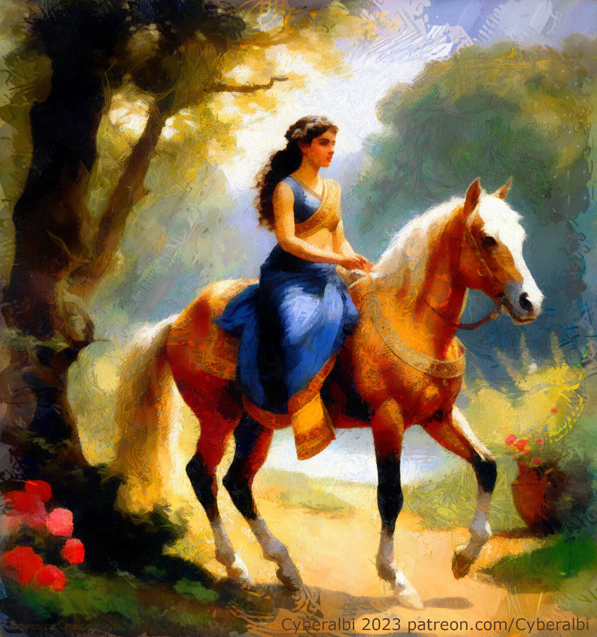 ArtStation - Beautiful indian girl riding a horse