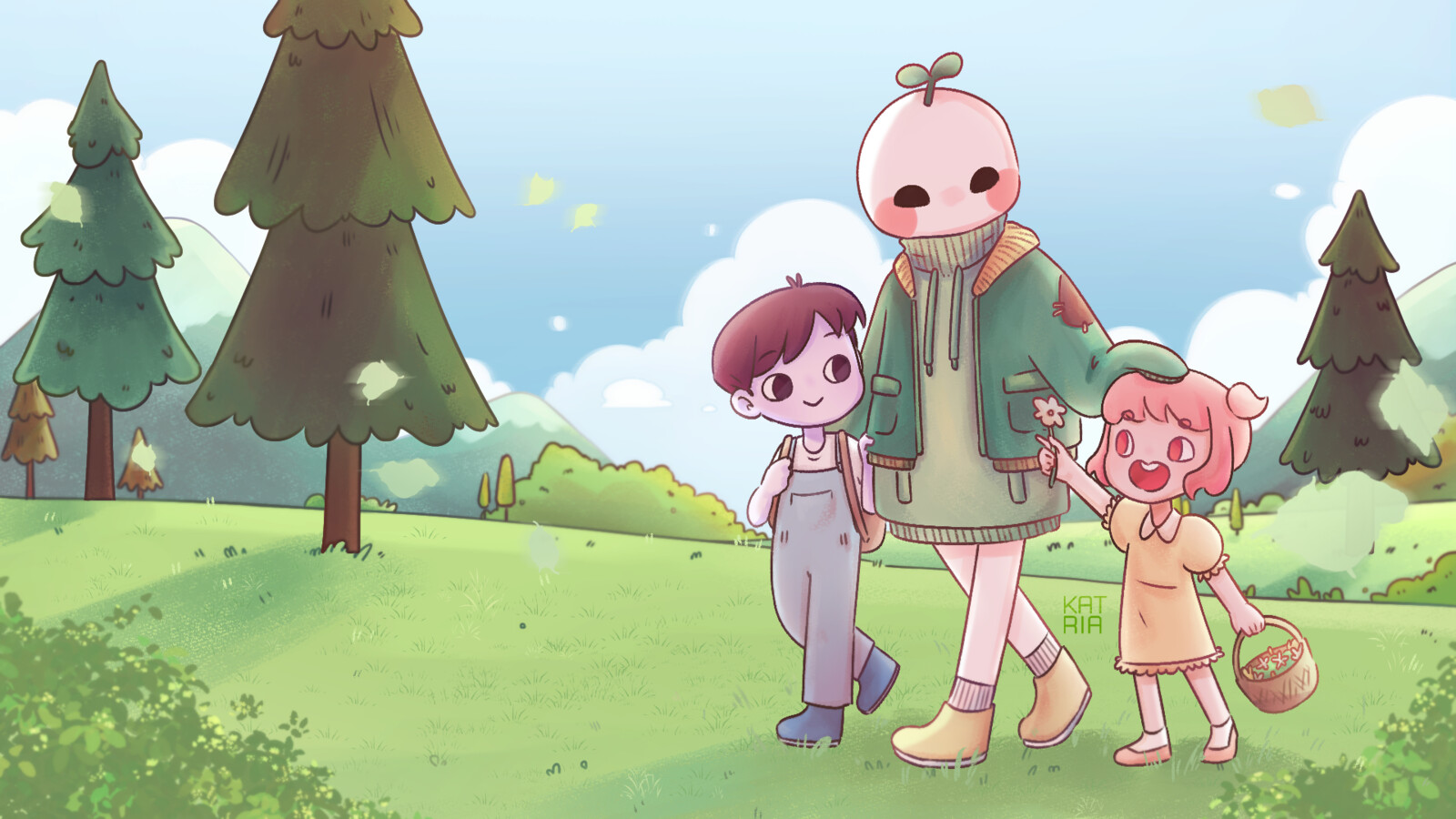 Mallowsprout, with Marshie (purple one) and Tenkei (pink one)
