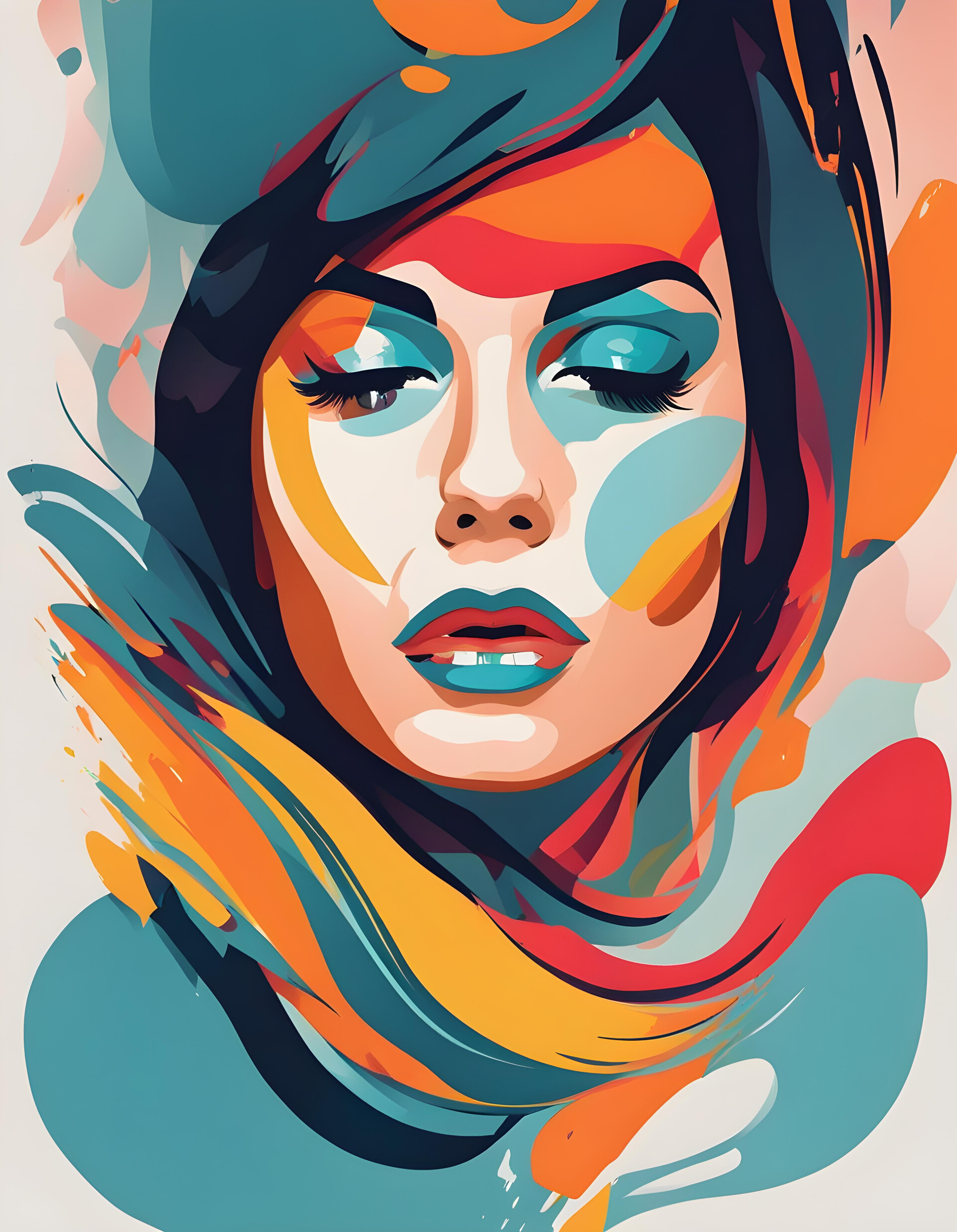 ArtStation - Abstract Portrait in Cool Poured Hues
