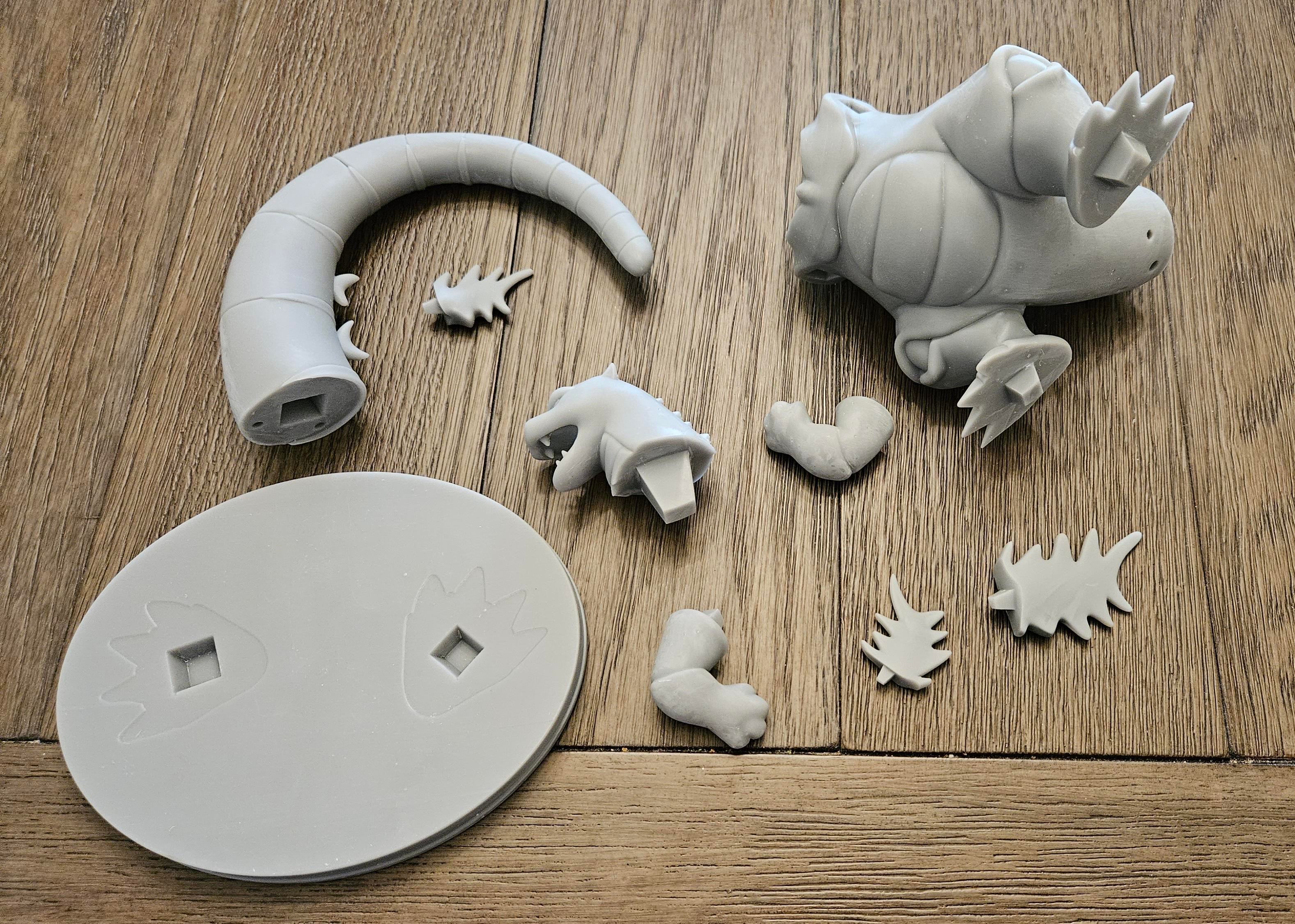 3D printed pieces before gluing and priming