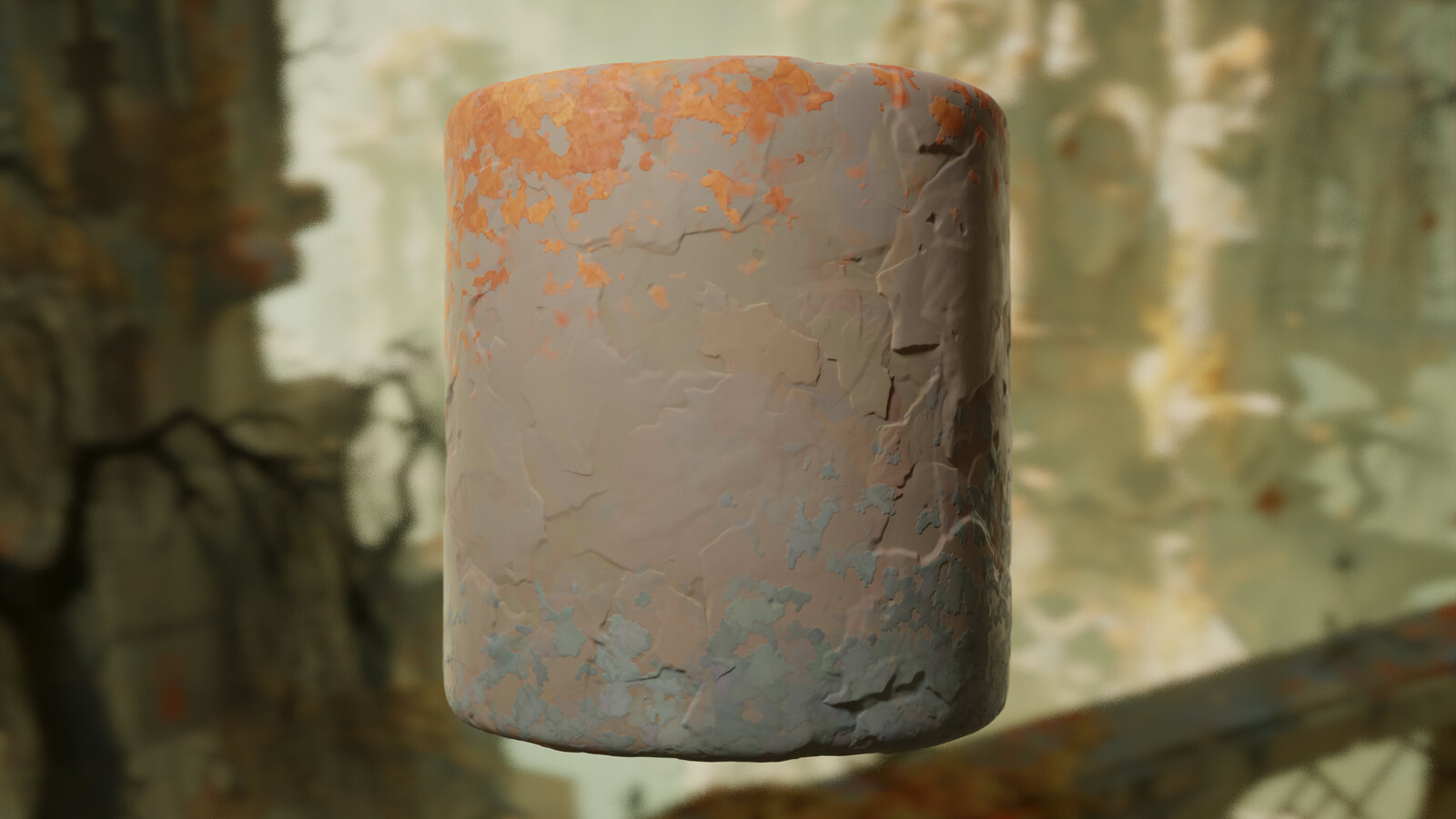 Stone, red lichen and blue lichen (height blended)