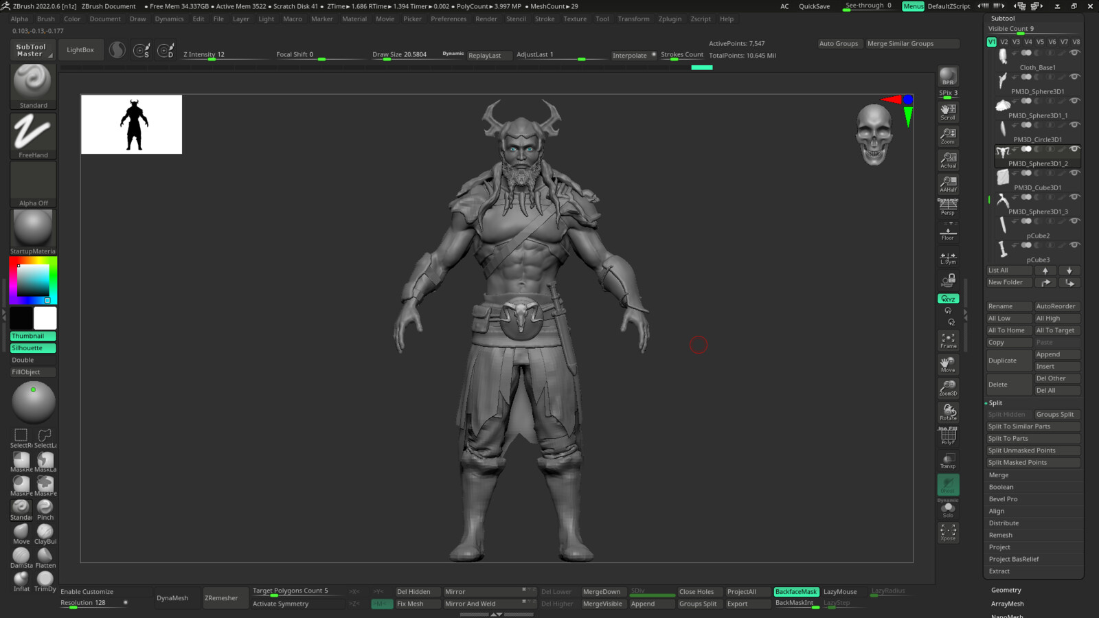 Full Blockout with hair in Zbrush