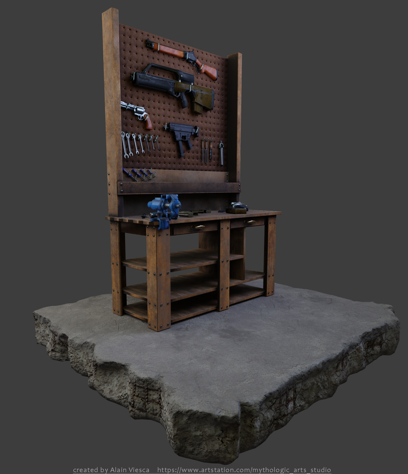 ArtStation Gunsmith Workbench diorama game asset