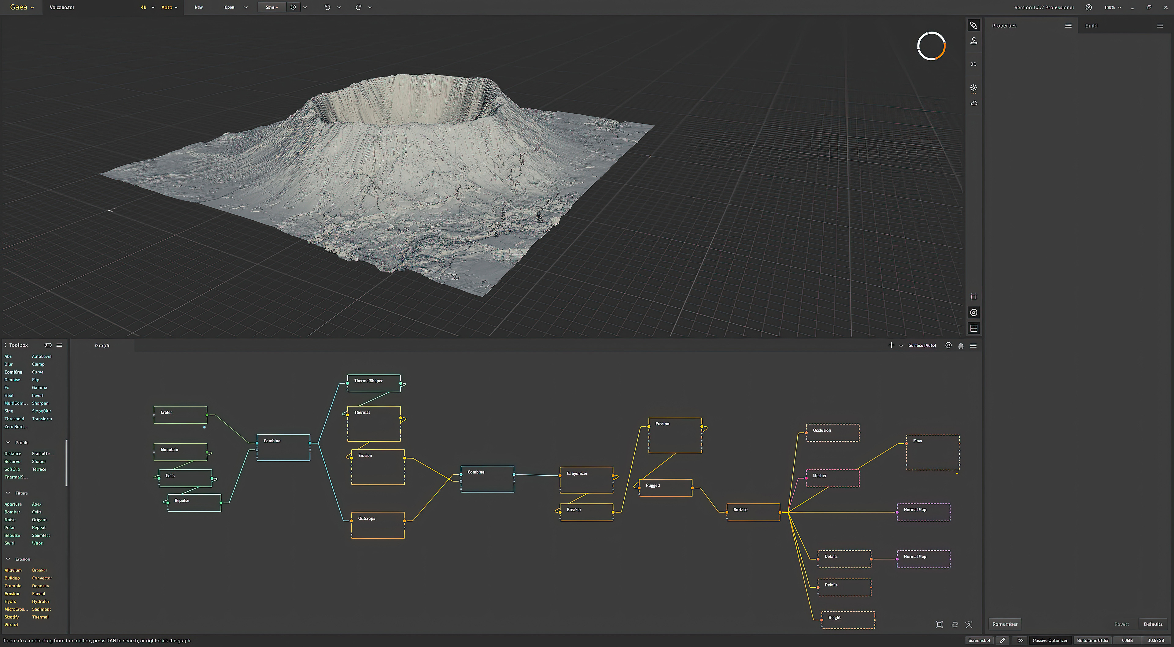 Procedural Volcano Baked to Low Poly Later.