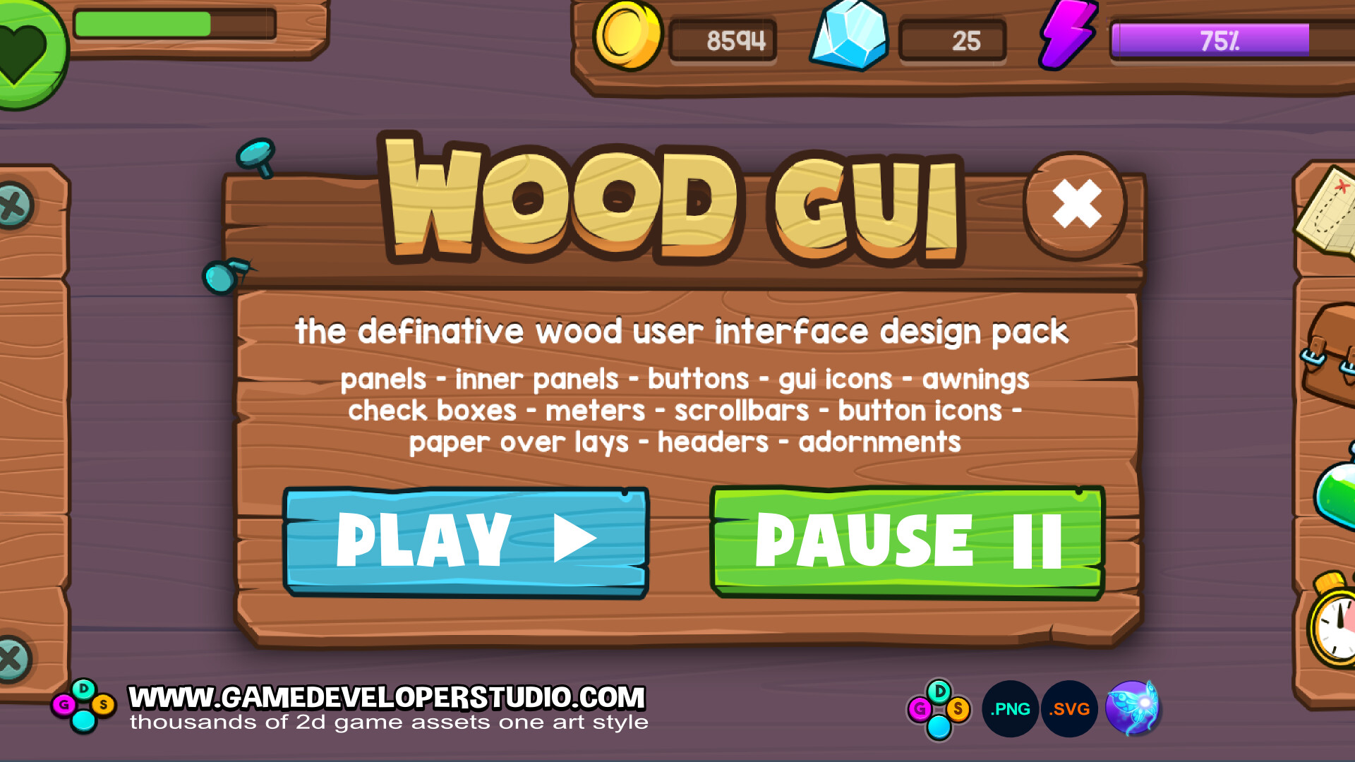 Robert Brooks - Wood theme game GUI