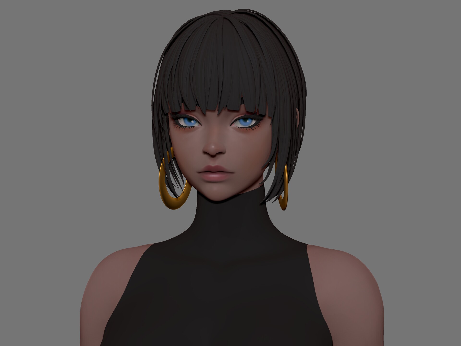 Bspined Female character face style practice 07