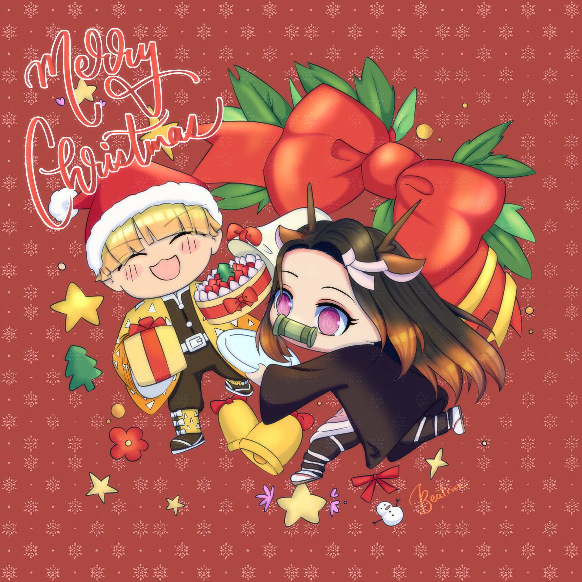 ArtStation Demon Slayer Christmas Card Demon Slayer Christmas