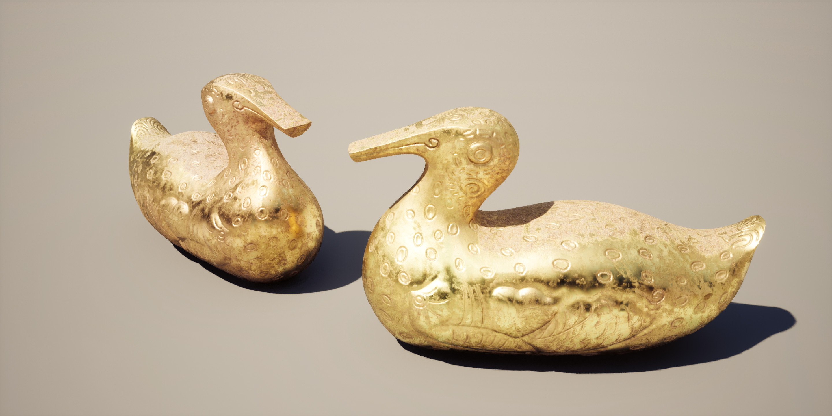 Golden Duck Sculpture