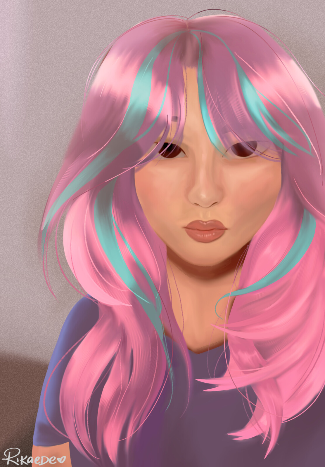 A painted illustration of an original character, Colette.