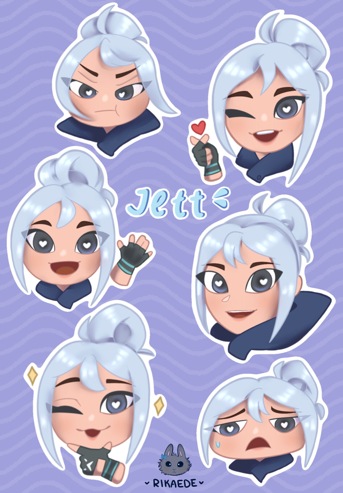 Sticker sheet of Jett from Valorant, finished 5 Sep 2023